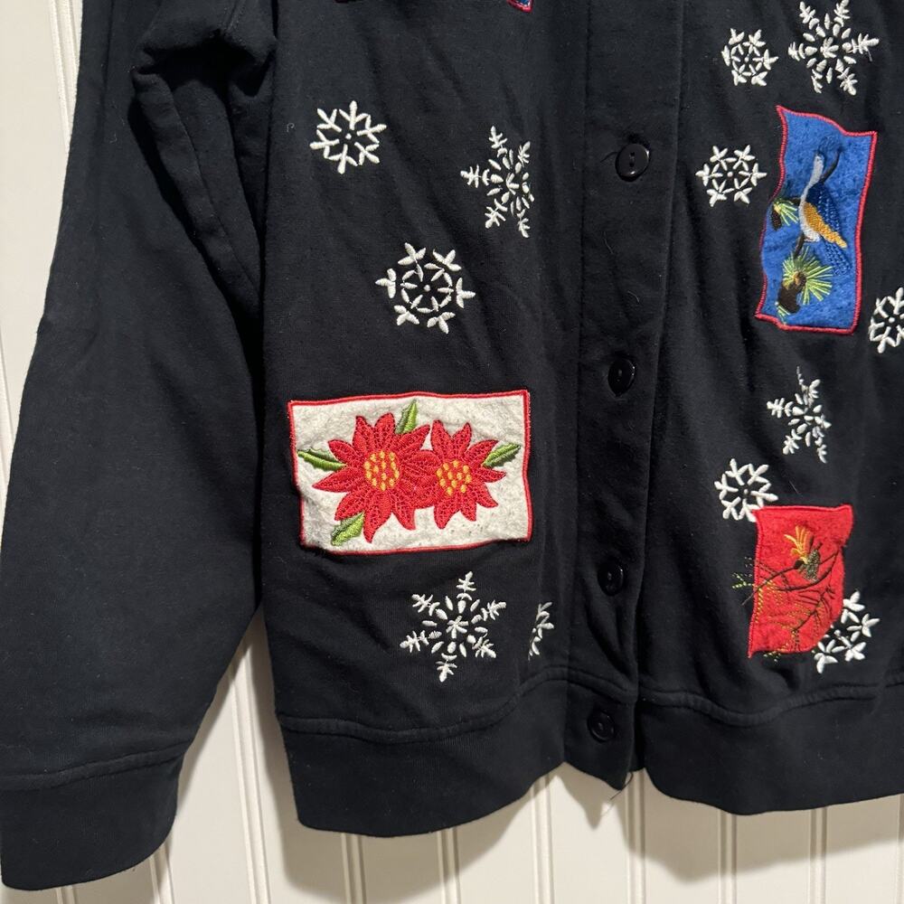 Holiday Traditions Winter Red Cardinal Snowflake Christmas Cardigan Size XL - Picture 2 of 6